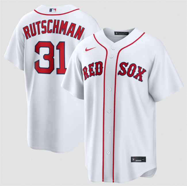 Men's Boston Red Sox #31 Adley Rutschman White Cool Base Stitched Baseball Jersey